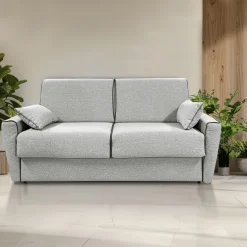 DIVANO LETTO PERLA CM 195 CON RETE ELETTROSALDATA IN TESSUTO GRIGIO CHIARO : vendita online DIVANO LETTO PERLA CM 195 CON RETE ELETTROSALDATA IN TESSUTO GRIGIO CHIARO in offerta