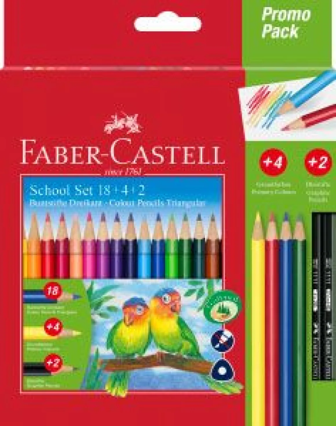 FABER CASTELL - ASTUCCIO 18+4 MATITE COLORATE BRVG + 2 MATITE IN GRAFITE: vendita online FABER CASTELL - ASTUCCIO 18+4 MATITE COLORATE BRVG + 2 MATITE IN GRAFITE in offerta