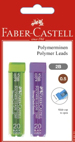 FABER CASTELL - SET 2 MINE POLYMER 0.5MM 2B: vendita online FABER CASTELL - SET 2 MINE POLYMER 0.5MM 2B in offerta
