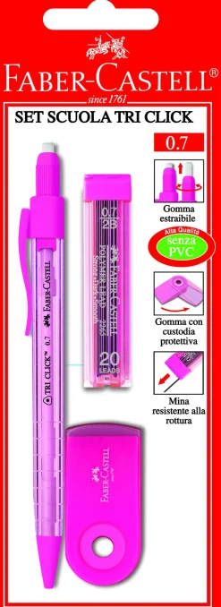 FABER CASTELL - SET SCUOLA TRI CLICK 1 PORTAMINE/ MINE/ GOMMA: vendita online FABER CASTELL - SET SCUOLA TRI CLICK 1 PORTAMINE/ MINE/ GOMMA in offerta