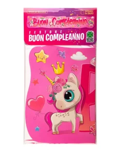 FESTONE BUON COMPLEANNO UNICORNI L.138CMX24,5CM: vendita online FESTONE BUON COMPLEANNO UNICORNI L.138CMX24,5CM in offerta
