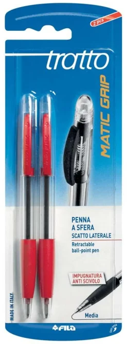 FILA - SET 2 PENNE TRATTO MATIC GRIP ROSSE: vendita online FILA - SET 2 PENNE TRATTO MATIC GRIP ROSSE in offerta