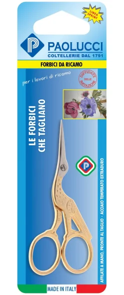 FORBICI DA RICAMO MODELLO CICOGNA CON MANICI DORATE - LINEA SPRINT: vendita online FORBICI DA RICAMO MODELLO CICOGNA CON MANICI DORATE - LINEA SPRINT in offerta