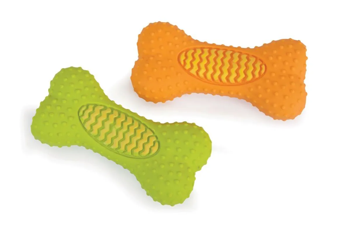 GIOCO IN LATEX CON SQUEAKER - OSSO CON PUNTE 13CM: vendita online GIOCO IN LATEX CON SQUEAKER - OSSO CON PUNTE 13CM in offerta