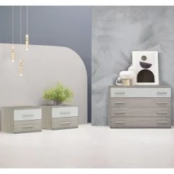GRUPPO LETTO FLY CENERE WOOD E FRASSINO NUVOLA