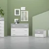 GRUPPO LETTO FRASSINO BIANCO E CEMENTO