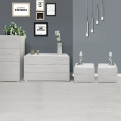 GRUPPO LETTO KYOTO FRASSINO NUVOLA E CENERE WOOD