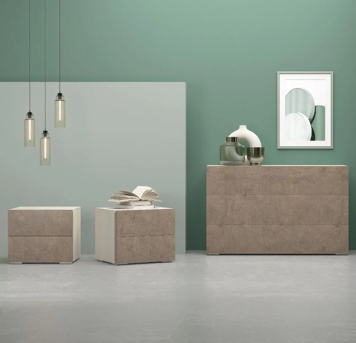 GRUPPO LETTO OLMO CON FRONTALI BRONZO