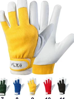 GUANTI IN PELLE DI SUINO E DORSO IN MAGLIA DI COTONE, CHIUSURA A STRAPPO, TAGLIA 7: vendita online GUANTI IN PELLE DI SUINO E DORSO IN MAGLIA DI COTONE, CHIUSURA A STRAPPO, TAGLIA 7 in offerta