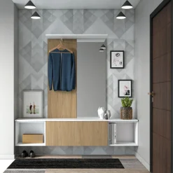 INGRESSO COMPLETO BIANCO E NOCE 200CM: MOBILE DA INGRESSO