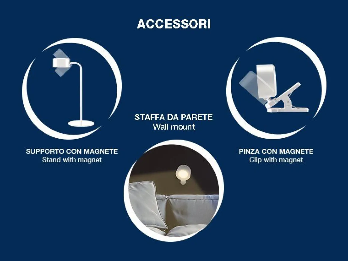 LAMPADA DA LETTURA 3 IN 1 MAGNETE DIAM 12 H. 30CM BIANCA: vendita online LAMPADA DA LETTURA 3 IN 1 MAGNETE DIAM 12 H. 30CM BIANCA in offerta