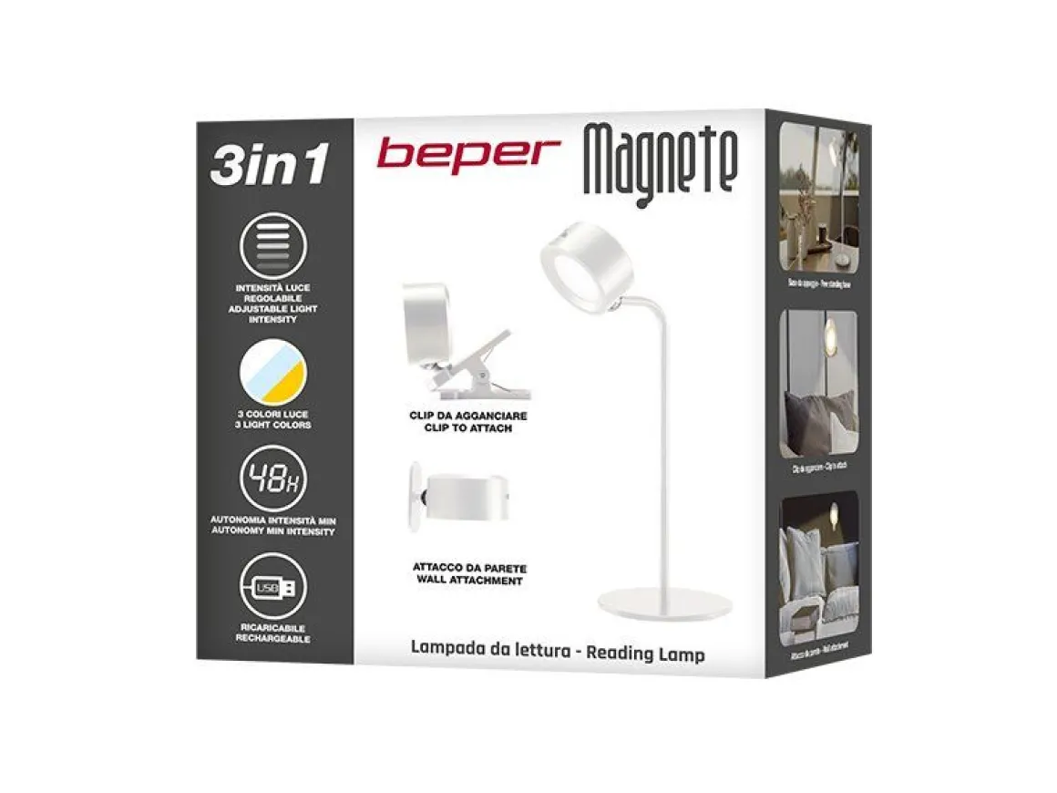 LAMPADA DA LETTURA 3 IN 1 MAGNETE DIAM 12 H. 30CM BIANCA: vendita online LAMPADA DA LETTURA 3 IN 1 MAGNETE DIAM 12 H. 30CM BIANCA in offerta