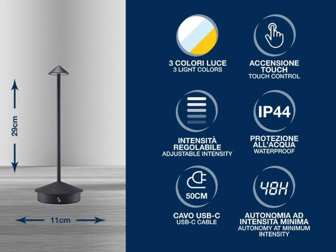 LAMPADA DA TAVOLO SPILLO NERA: vendita online LAMPADA DA TAVOLO SPILLO NERA in offerta
