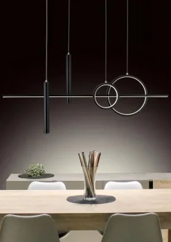 LAMPADARIO A LED LESLIE NERO L.100CM - 36W 4000K 2000lm: vendita online LAMPADARIO A LED LESLIE NERO L.100CM - 36W 4000K 2000lm in offerta