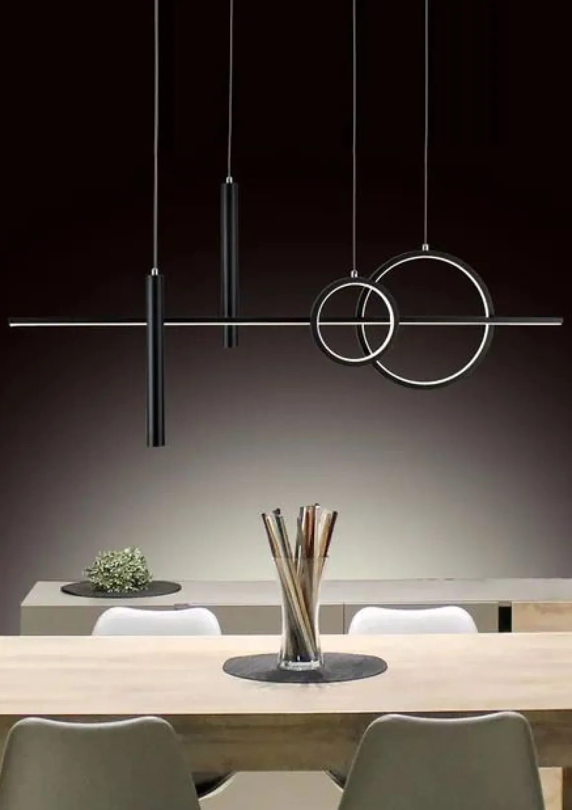 LAMPADARIO A LED LESLIE NERO L.100CM - 36W 4000K 2000lm: vendita online LAMPADARIO A LED LESLIE NERO L.100CM - 36W 4000K 2000lm in offerta
