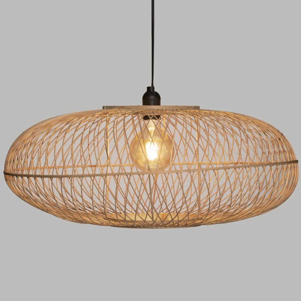 LAMPADARIO LOREN IN BAMBÙ NATURALE D 60CM - E27 40W: vendita online LAMPADARIO LOREN IN BAMBÙ NATURALE D 60CM - E27 40W in offerta