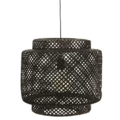 LAMPADARIO LUBY IN BAMBO/FERRO NERO D 40CM - E27 40W: vendita online LAMPADARIO LUBY IN BAMBO/FERRO NERO D 40CM - E27 40W in offerta