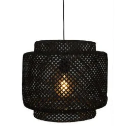 LAMPADARIO LUBY IN BAMBO/FERRO NERO D 40CM - E27 40W: vendita online LAMPADARIO LUBY IN BAMBO/FERRO NERO D 40CM - E27 40W in offerta