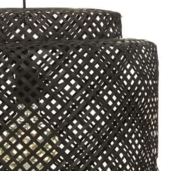 LAMPADARIO LUBY IN BAMBO/FERRO NERO D 40CM - E27 40W: vendita online LAMPADARIO LUBY IN BAMBO/FERRO NERO D 40CM - E27 40W in offerta