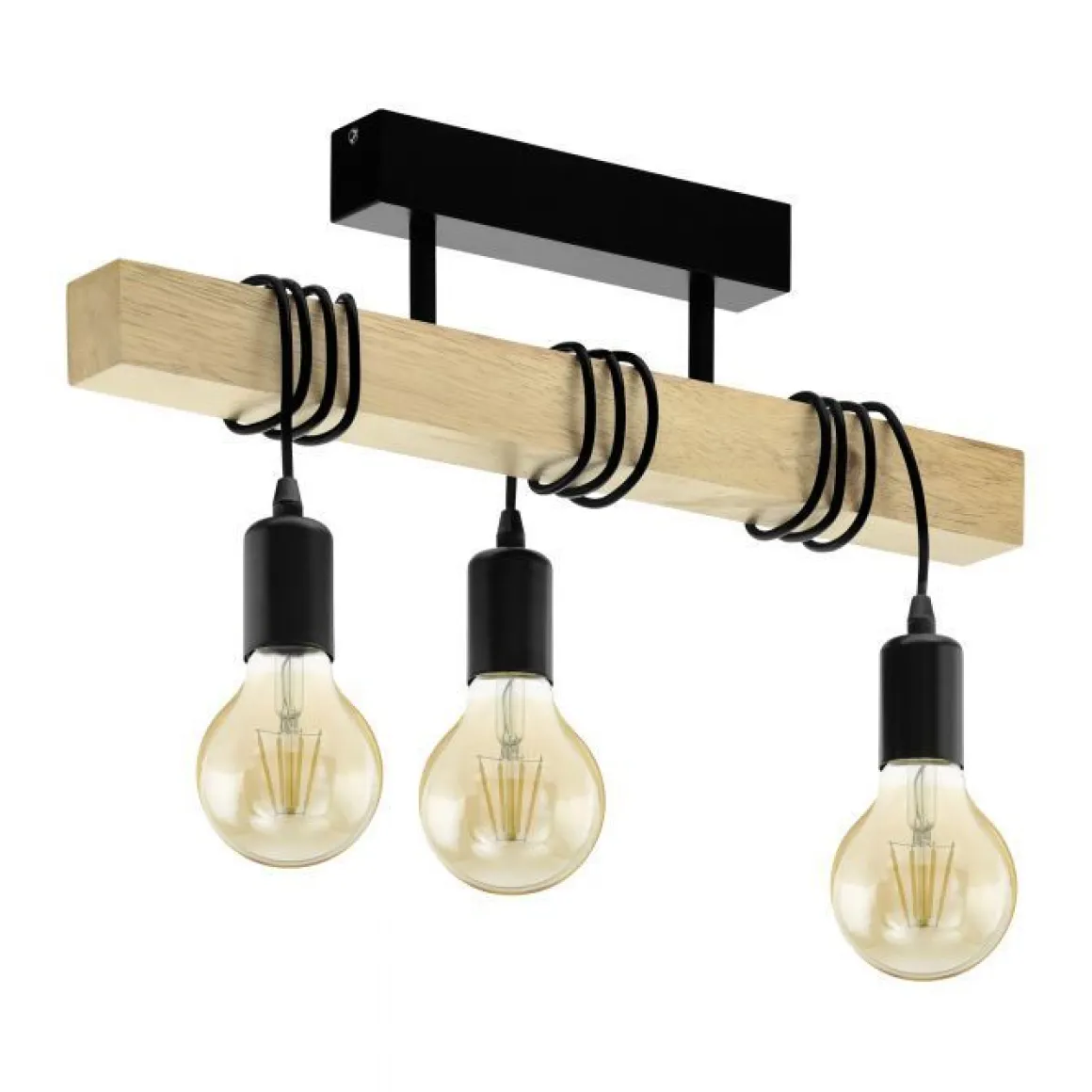 LAMPADARIO 3 LUCI TOWNSHEND NERO/MARRONE 26.5CM - 3X60W E27: vendita online LAMPADARIO 3 LUCI TOWNSHEND NERO/MARRONE 26.5CM - 3X60W E27 in offerta