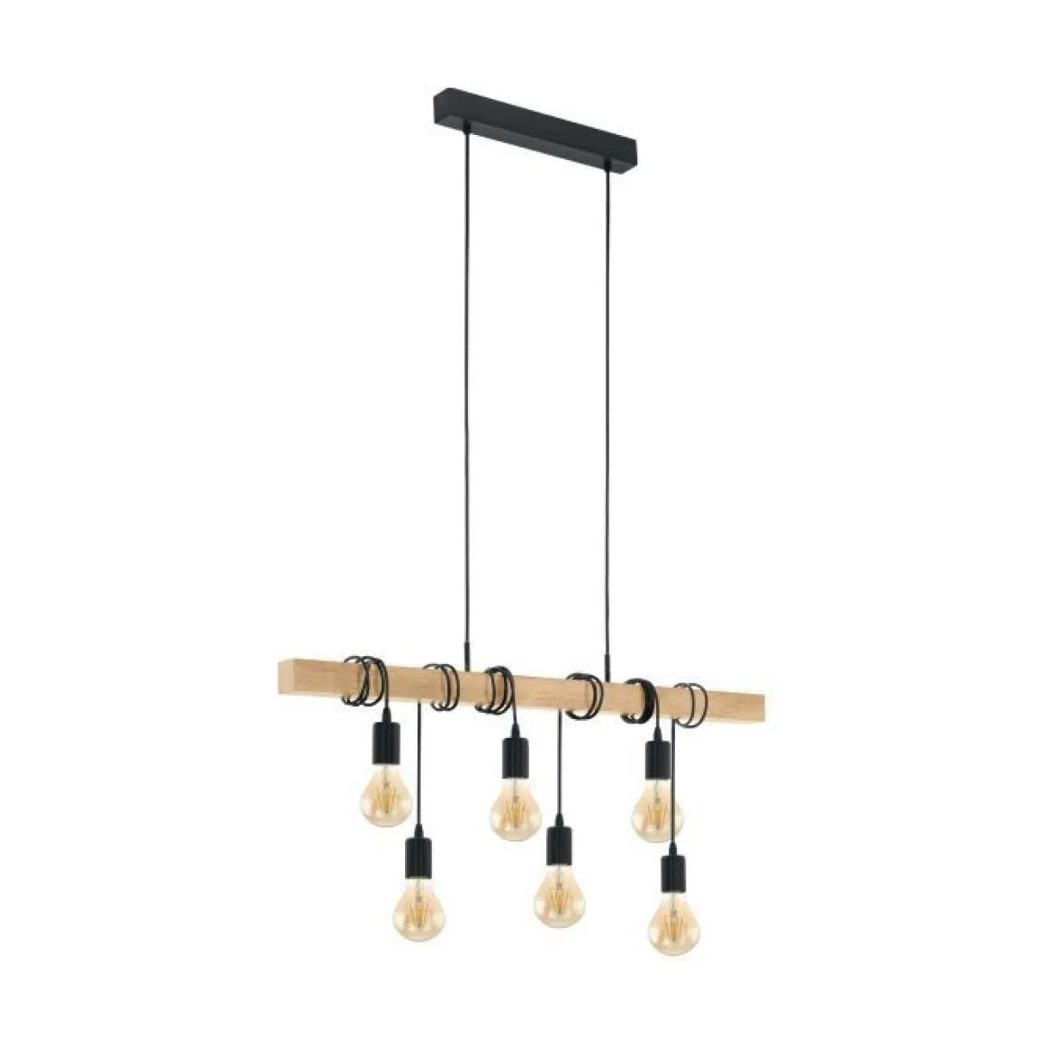 LAMPADARIO 6 LUCI TOWNSHEND NERO/MARRONE 100CM - 6X60W E27: vendita online LAMPADARIO 6 LUCI TOWNSHEND NERO/MARRONE 100CM - 6X60W E27 in offerta