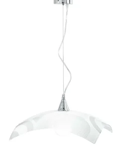 LAMPADARIO MIRO' BIANCO GRANIGLIATO PENDEL CROMATO 45X45X10,5 - 1XE27 MAX 60W: vendita online LAMPADARIO MIRO' BIANCO GRANIGLIATO PENDEL CROMATO 45X45X10,5 - 1XE27 MAX 60W in offerta