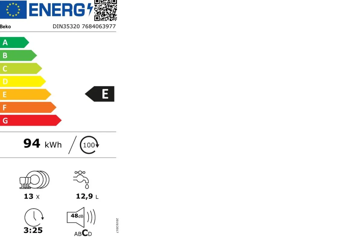 LAVASTOVIGLIE CM 60 BEKO DIN35320 AD INCASSO SCOMPARSA TOTALE