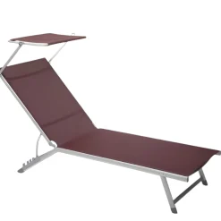 Lettino in alluminio e tettuccio in bordeaux: modello Soledad