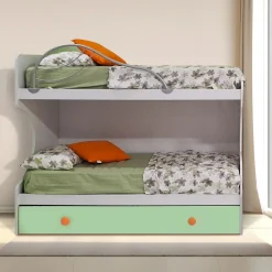 LETTO A CASTELLO MOD. FLY FRASSINO NUVOLA, SEDANO E ALBICOCCA