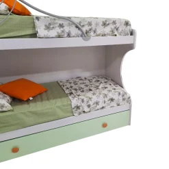 LETTO A CASTELLO MOD. FLY FRASSINO NUVOLA, SEDANO E ALBICOCCA