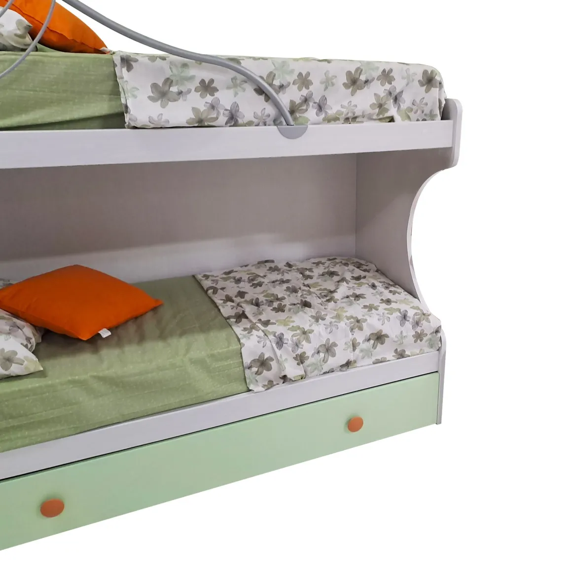 LETTO A CASTELLO MOD. FLY FRASSINO NUVOLA, SEDANO E ALBICOCCA