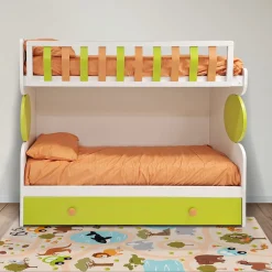 LETTO A CASTELLO MOD. JOB BIANCO, ALBICOCCA E PERA