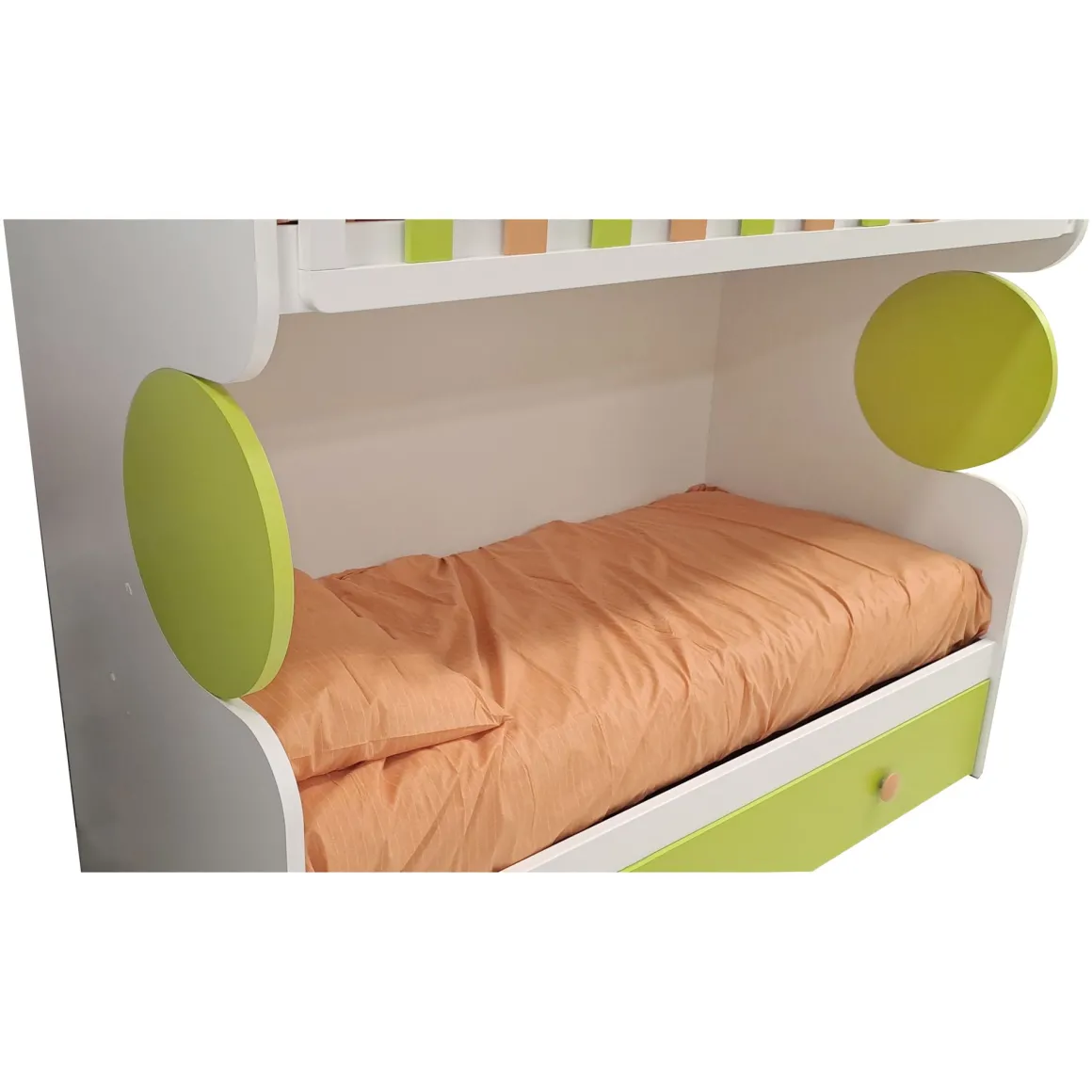 LETTO A CASTELLO MOD. JOB BIANCO, ALBICOCCA E PERA