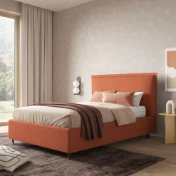 LETTO CONTENITORE 1 PIAZZA E 1/2 IN TESSUTO ARANCIO