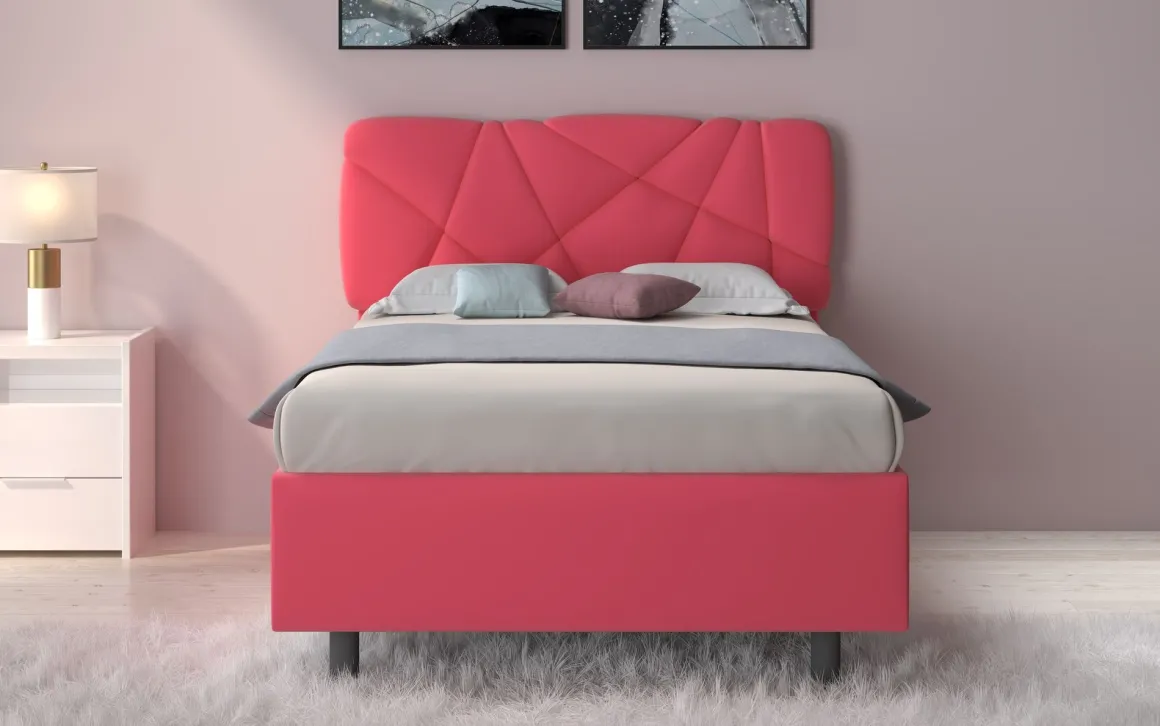 LETTO CONTENITORE POP 1 PIAZZA E 1/2 TESSUTO LYCRA ROSA