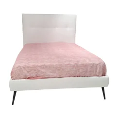 LETTO FISSO UNA PIAZZA E MEZZA MOD. SIMPLE IN ECOPELLE BIANCO