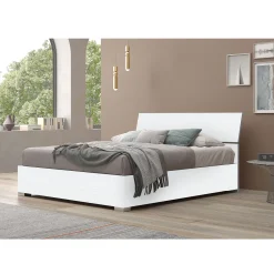 Letto matrimoniale bianco frassinato con contenitore