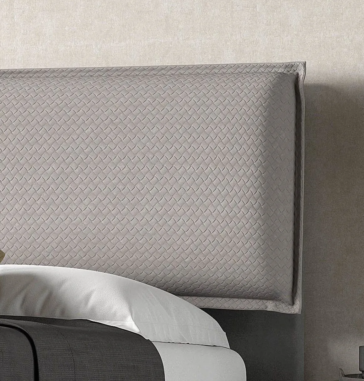 LETTO MATRIMONIALE CON CONTENITORE IN TESSUTO ED ECOPELLE GRIGIO
