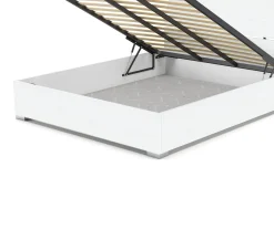 LETTO MATRIMONIALE CON CONTENITORE BIANCO FRASSINATO E CEMENTO
