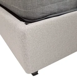 LETTO MATRIMONIALE CON CONTENITORE IN TESSUTO BEIGE