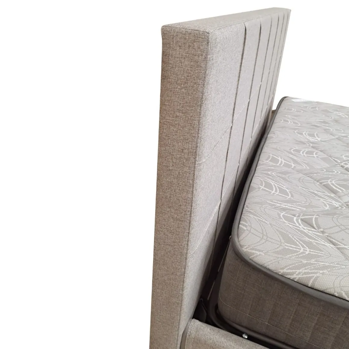 LETTO MATRIMONIALE CON CONTENITORE IN TESSUTO BEIGE