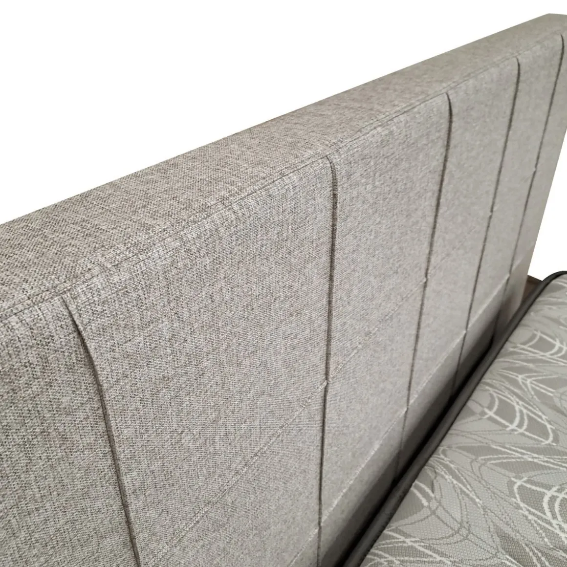 LETTO MATRIMONIALE CON CONTENITORE IN TESSUTO BEIGE