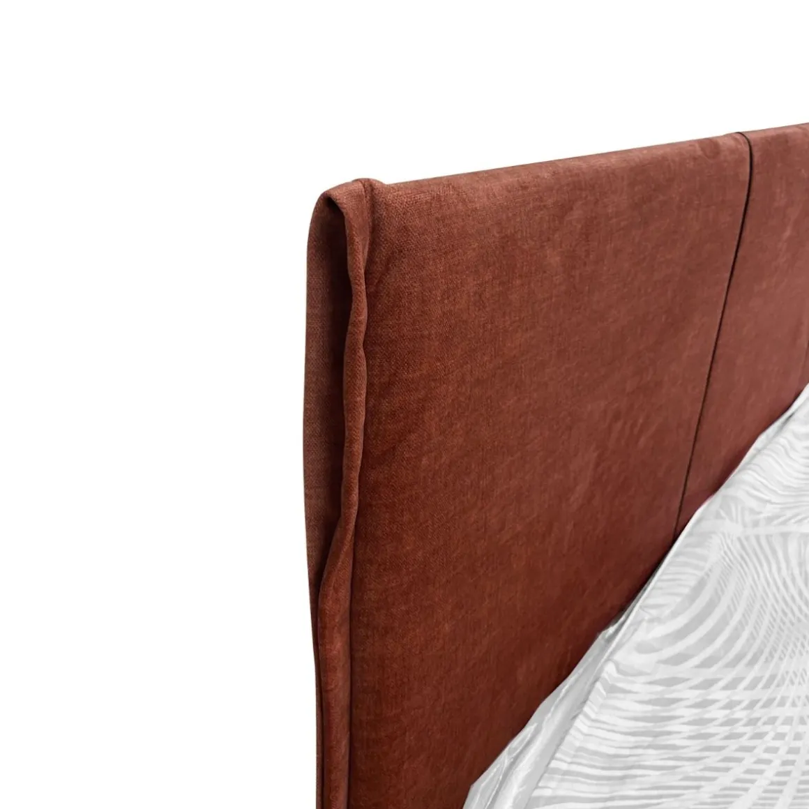 LETTO MATRIMONIALE CON CONTENITORE IN TESSUTO MATTONE