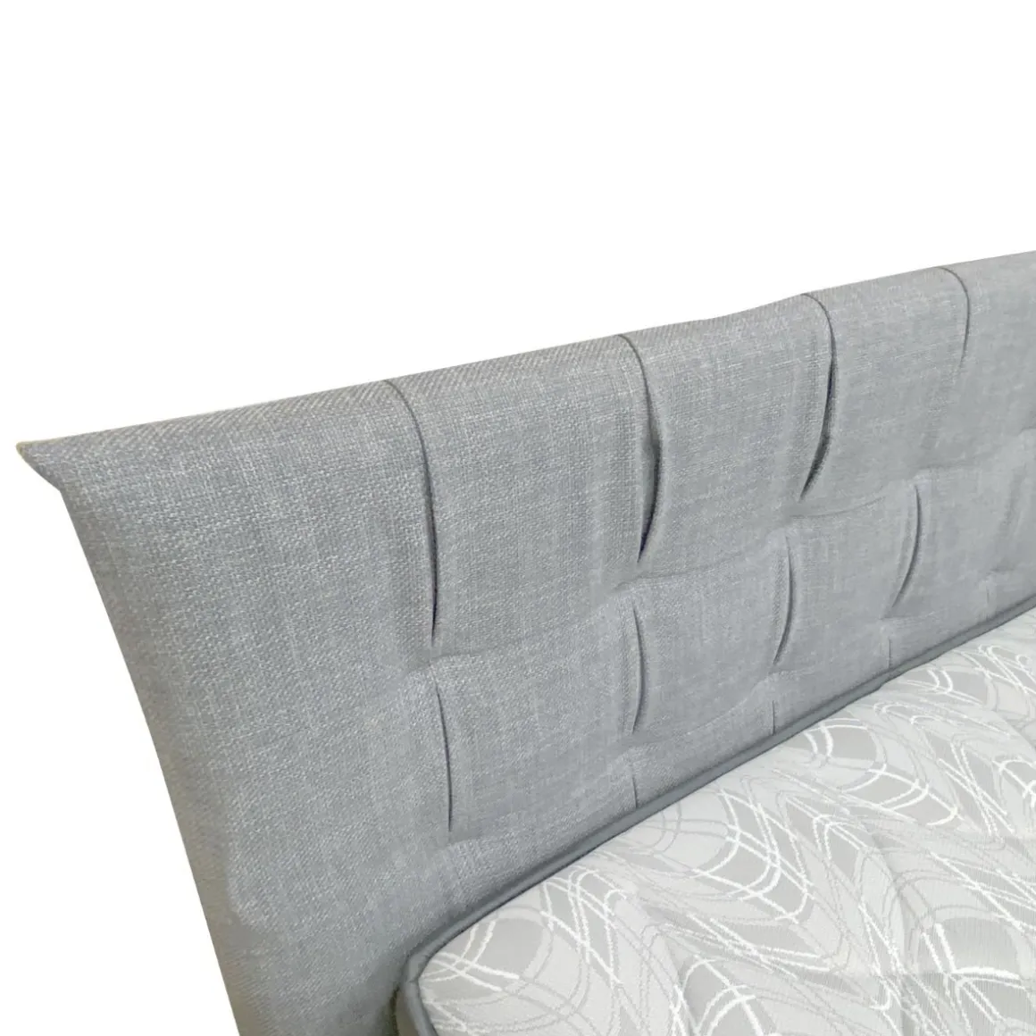 LETTO MATRIMONIALE CON CONTENITORE IN TESSUTO GRIGIO CHIARO