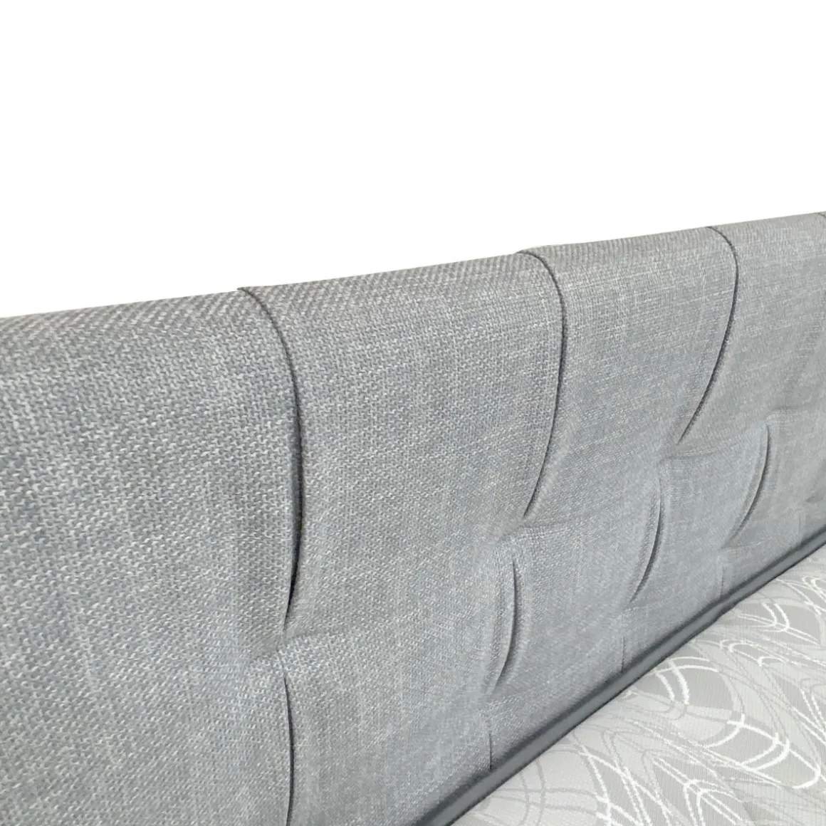 LETTO MATRIMONIALE CON CONTENITORE IN TESSUTO GRIGIO CHIARO