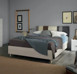 LETTO MATRIMONIALE CON CONTENITORE OLMO E TESSUTO