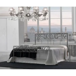 LETTO MATRIMONIALE CON GIROLETTO MOD. ELISE' GRIGIO POLVERE