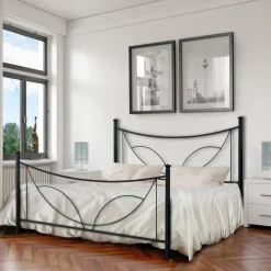 LETTO MATRIMONIALE CON GIROLETTO MOD. TULIPANO NERO GRAFITE