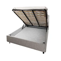LETTO MATRIMONIALE CONTENITORE IN TESSUTO GRIGIO CHIARO in offerta