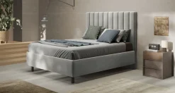 LETTO MATRIMONIALE CONTENITORE MOD. TEDDY VELLUTO PERLA